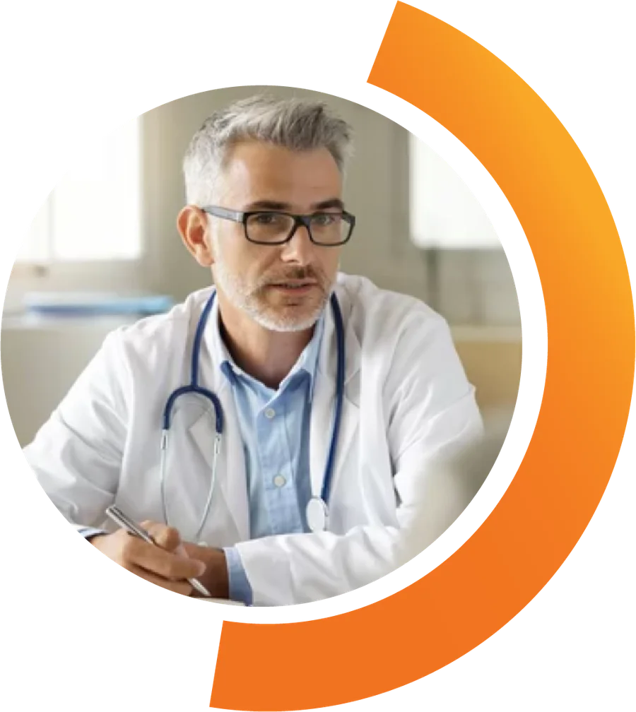 A doctor at a consultation
